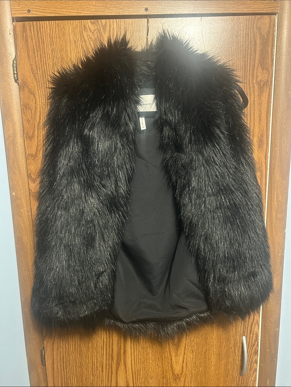 BCBGeneration Black Faux Fur Vest